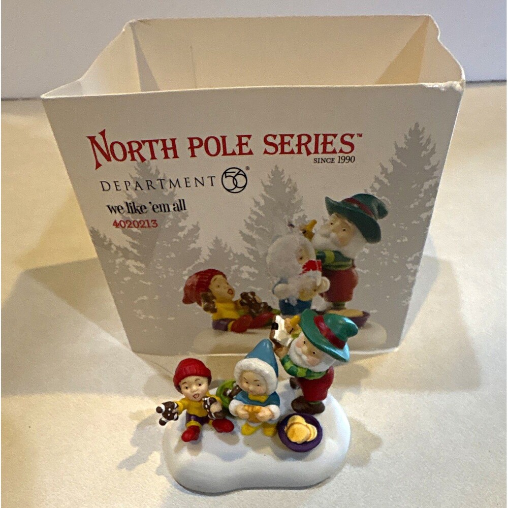 Department 56 North Pole Series "We Like 'Em All" Elf Figurine 4020213 Boxed